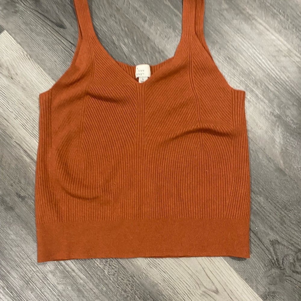 a new day Rust Ribbed Tank Top